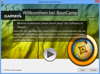 Basecamp Willkommensdialog