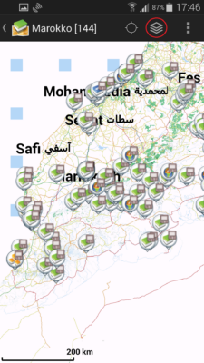 c:geo Geocaches auf Karte