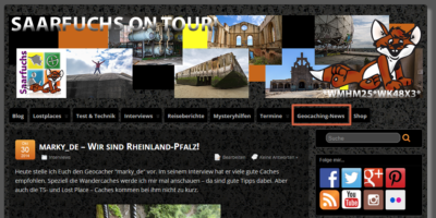 Geocaching-Nachrichten: Screenshot von saarfuchs.com