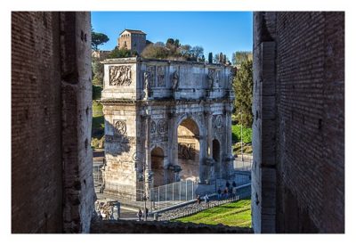 Rom: Geocaching bei den alten Römern: Kolosseum - Blick auf dem Konstantin-Bogen