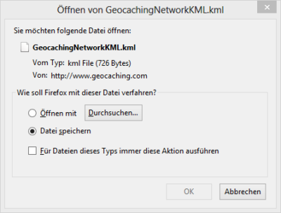 Download des Geocache Google Earth Viewer von geocaching.com