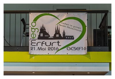 Geocaching Giga-Event "Gutenberg 2015" - Plakat des Mega Erfurt 2016