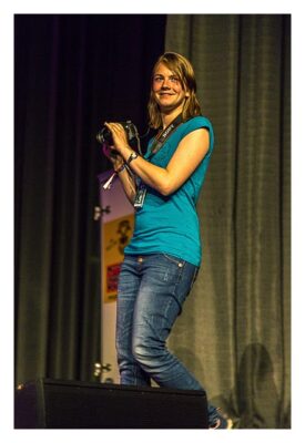 Geocaching Giga-Event "Gutenberg 2015" - Kati bei der Arbeit