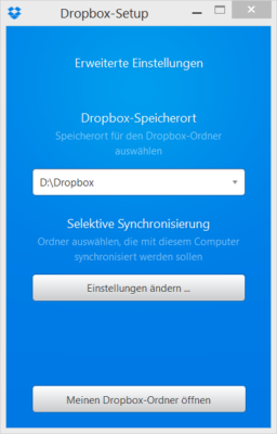 Dropbox für Geocacher: Screenshot von Windows Client installieren