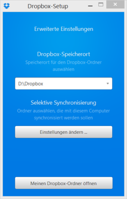 Dropbox für Geocacher: Screenshot von Windows Client installieren