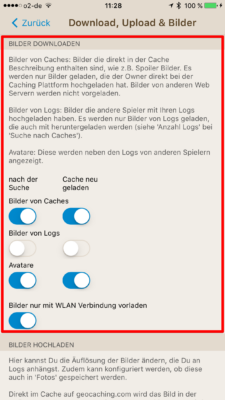 Offline-Geocaching mit Looking4Cache: Screenshot die richtigen Downloadeinstellungen