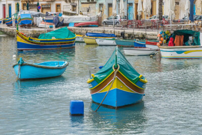 Geocaching auf Malta: Der Süden - Der Hafen von Maxaxlokk: traditionelle Fischerboote