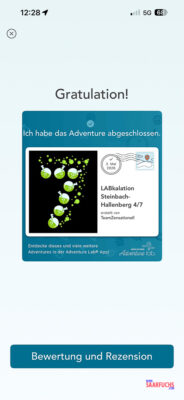 Screenshot des erfolgreichen Abschlusses eines Labadventures