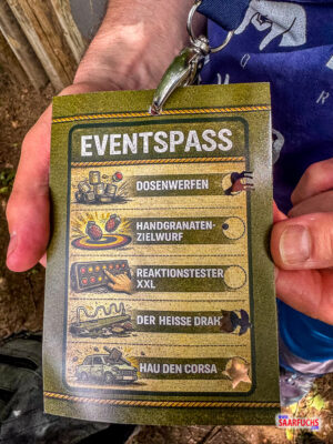 Ein gedruckter Eventpass für die Teilnahme an den verschiedenen Aktionsspielen vor Ort