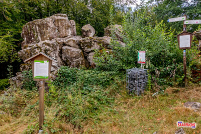 Der mächtige Basaltfelsen des Großen Wolfsteins bei Bad Marienberg