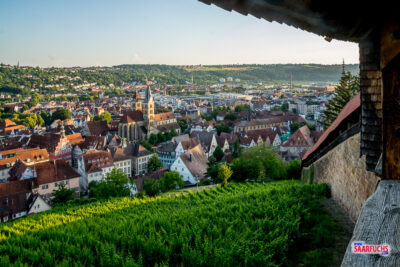Blick vom Treppenweg auf die Altstadt von Esslingen