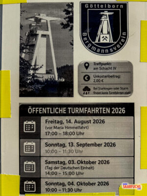 Termine Öffentliche Turmfahrten 2026