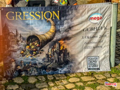 Banner des Mega-Events Gression mit dem Füllhorn und den Eventdaten