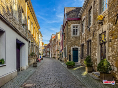 Historische Fassade der ehemaligen Adler-Apotheke in der Stolberger Burgstraße