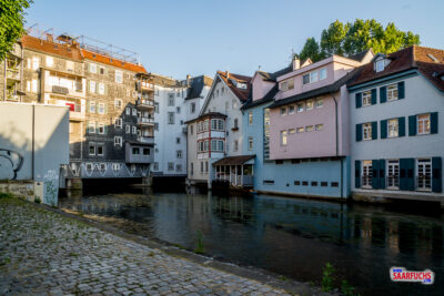 Die malerische Wasserfront von Klein-Venedig in Esslingen